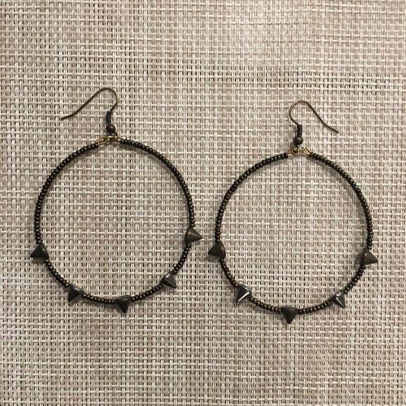 Beaded hoop earrings with spikes, new unused - Picture 1 of 4